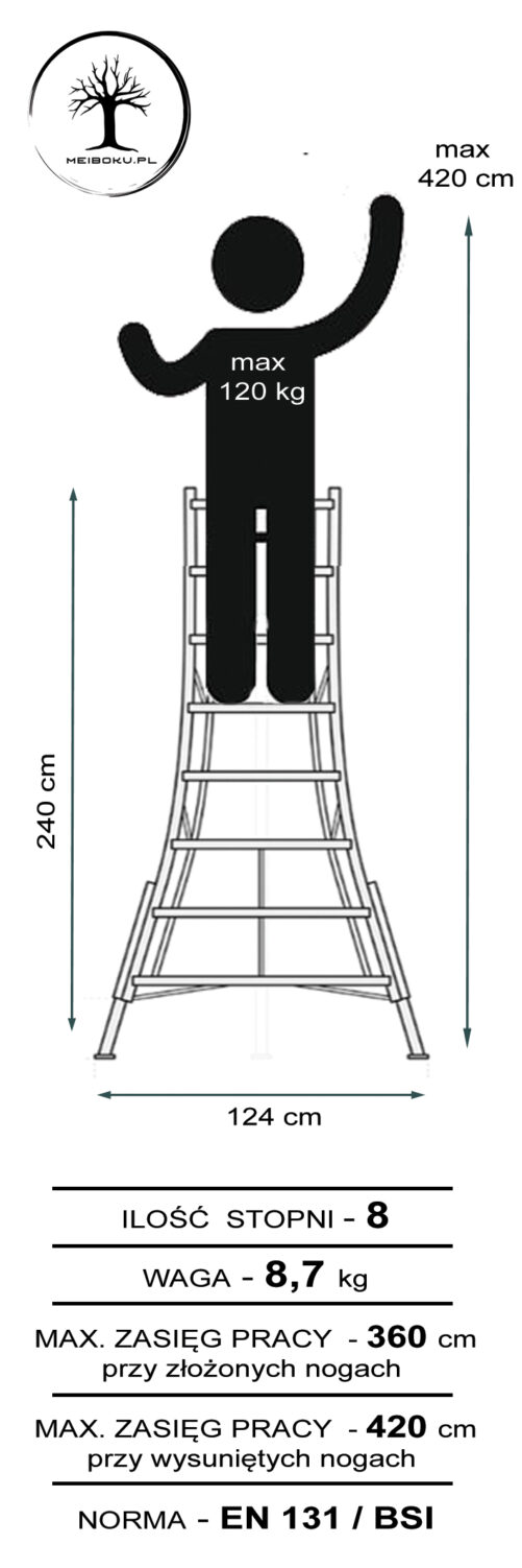 Escalera de jardín de tres patas 240 cm R 3/3 - imagen 6